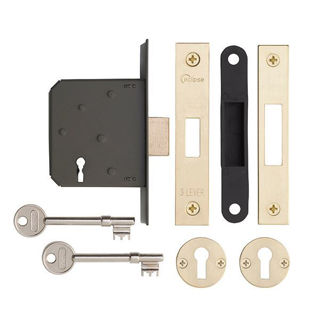 Picture of 3 Lever Deadlock Electro Brass  63mm (2.5") (Pre-Packed)