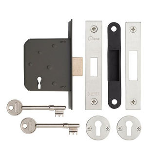 Picture of 3 Lever Nickel Plated Deadlock 63mm (2.5") (Pre-Packed)